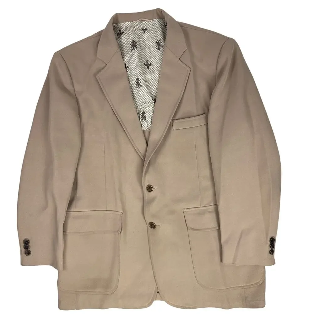 Vintage 80s JCPenney Comfort Blazer Mens 44R Brown Polyester Jacket